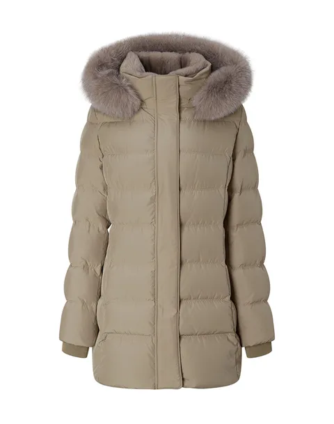 [닥스 여성] [24FW] WKJU4DE01I2 스테디셀러폭스FUR구스다운 베이지 탈착 후드 하 +할인쿠폰