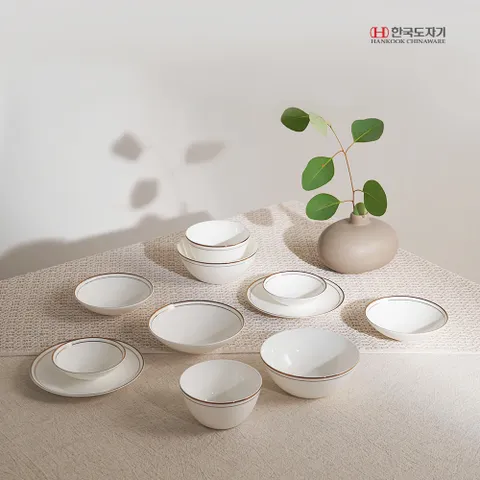 한국도자기 네오골드 2인 홈세트 11p 본차이나 식기 그릇