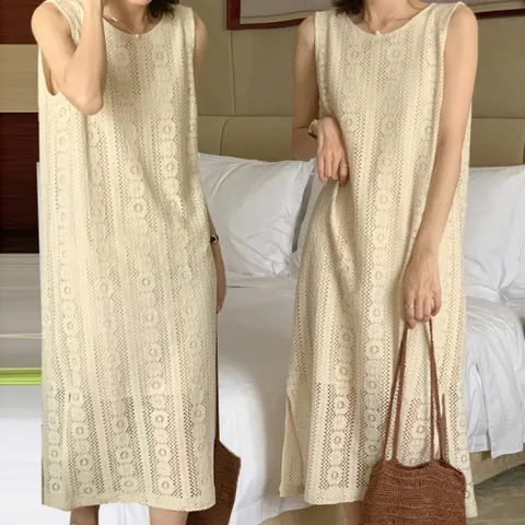 원피스 OPS 민소매 펀칭 피서지 패션 여성 아이템 여름