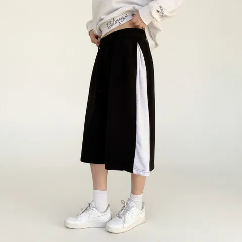 |KHP93BE|여성 면혼합 핀턱 배색 루즈핏 밴딩 하프 트레이닝 팬츠 +할인쿠폰