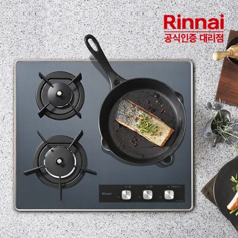 [전국설치] 린나이 3구 빌트인 가스레인지 RBR-PF3601LD 가스쿡탑 자동불꽃조절센서 리플렉트 HY +할인쿠폰
