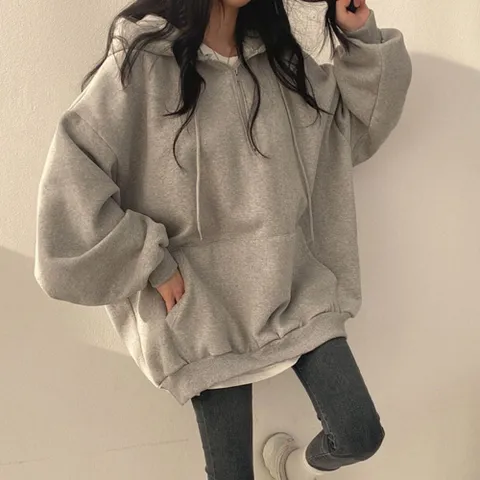 후드집업 후드티 반집업 베이직 지퍼후디 무지 여자 오버핏