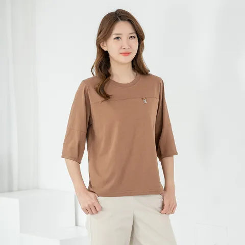 엄마옷 모슬린 엄마옷 티셔츠 7부 라운드 무지 604HJK139 중년여성/50대/60대/70대/빅사이즈/할머니옷/마담 +할인쿠폰