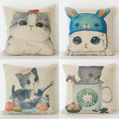 고양이 쿠션커버 예쁜 등받이 쇼파쿠션/쿠션커버/쇼파쿠션커버