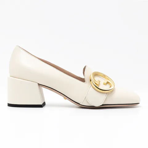 (당일) 23SS 구찌 블론디 화이트 여성 레더 미드 펌프스 힐 700053 C9D00 9022 +할인쿠폰
