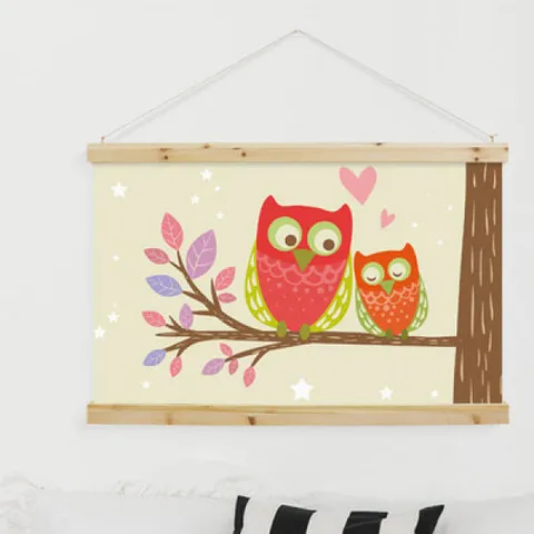 아트박스/꾸밈 ci064-우드스크롤_90CmX60Cm-부엉이일러스트