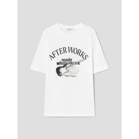 [에잇세컨즈] 뮤직 오브제 그래픽 반소매 티셔츠  화이트 (455842LY41) +할인쿠폰