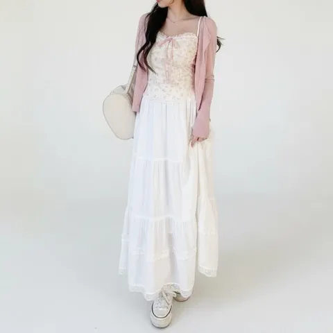 아트박스/신상오픈런 여성 일상 로맨틱 여름휴가 레이스 롱 치마 +할인쿠폰