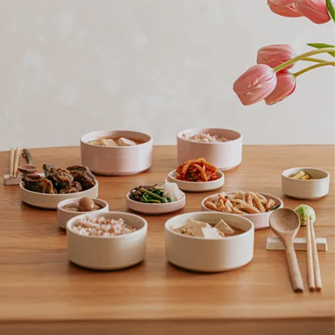 [마이템] 도노 도자기 식기세트 14P (2인용세트/소프트핑크)