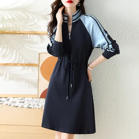 [무드무드] 나그랑 하프집업 스트링 원피스