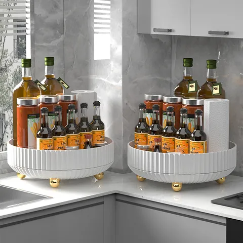 구디푸디 템바보드 회전트레이 주방 양념통 선반 싱크대 수납 정리대 (소형)