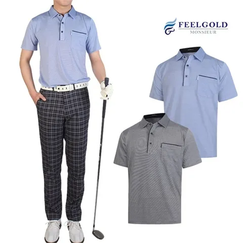 [하프클럽/필골드]파크타운 남성 스판잔줄 반팔 카라 티셔츠 PT607n608