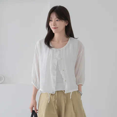 엄마옷 마담4060 블라우스 여성 데일리 인견프릴스트링 -YBL2607038- +할인쿠폰