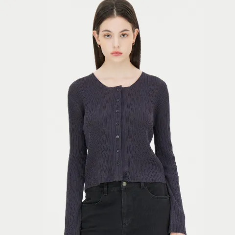 [시슬리] 라운드넥 골지 니트 가디건_SAKC06441CG +할인쿠폰