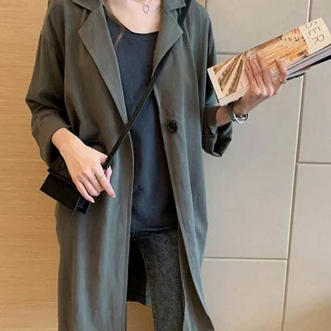 패션 간절기 여자 프렌치 시크 스타일 린넨 롱자켓 린 +할인쿠폰