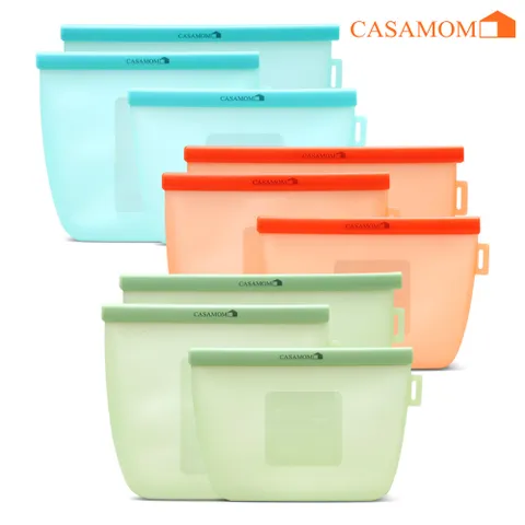 까사맘 플래티넘 실리콘지퍼백 실리콘용기 음식 보관 밀폐용기 실리콘백 9종세트