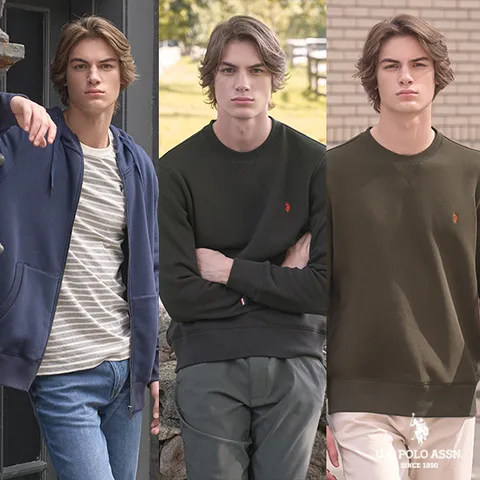 [U.S. POLO ASSN.] USPA 남성 보아퍼 후드집업1종+맨투맨2종 (총3종) - 현대Hmall