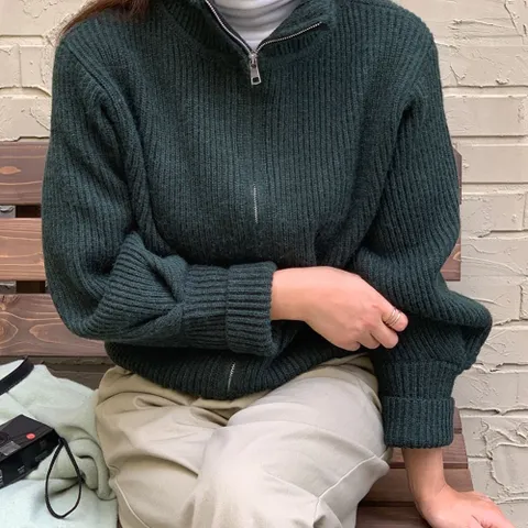 여자 하이넥 투웨이집업 따뜻한 가디건 터틀넥 폴라_X +할인쿠폰
