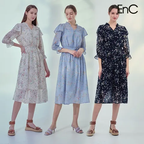 [런칭가 109000원] EnC 이앤씨 플라워 패턴 쉬폰 원피스 1종((ENOW32508A))