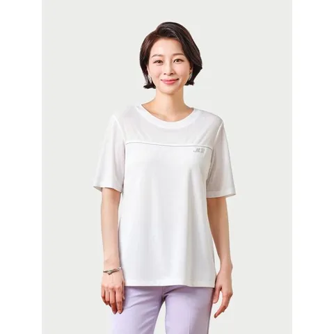[하프클럽/마담엘레강스]럭키 썸머 로고 반팔 티블라우스 K252BL01