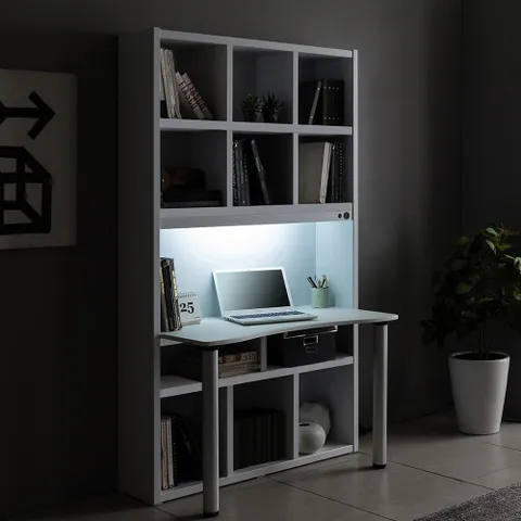 아씨방가구 로엘 120cm 5단 USB+LED램프 책상