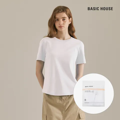 베이직하우스 여성 프리미엄 순면40수 라운드 반팔티셔츠 2팩 +할인쿠폰