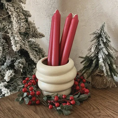 [무케렌시아] 유월가게_ 크리스마스 레드 테이퍼초 스파스 양초