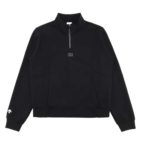 데상트 여성 셔링엠보 반집업 맨투맨 SP322UAN89BLK