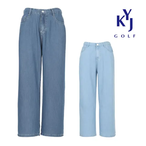 [김영주골프] 여름 내추럴 부드러운 텐셀 가벼운 여성 와이드 청바지 KPMLJN65