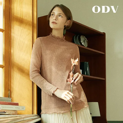 [오디브]플리츠 메탈티블라우스 샴페인핑크 +할인쿠폰