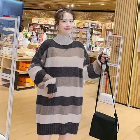배색 폴라 롱 니트 원피스 SDW-OPS-SLLD130-R1 +할인쿠폰