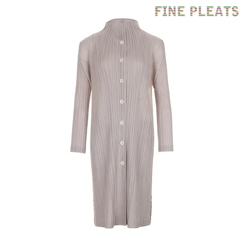 [FINE PLEATS] 피네 플리츠 차이나 카라 롱 가디건 그레이 +할인쿠폰