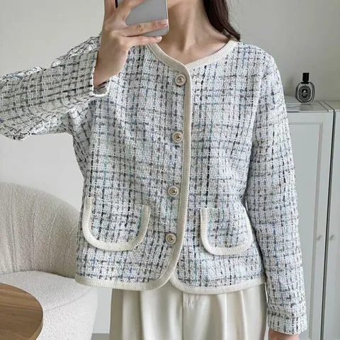 [하프클럽/다잇템]여자 SS 트위드 들러리룩 카라없는 자켓