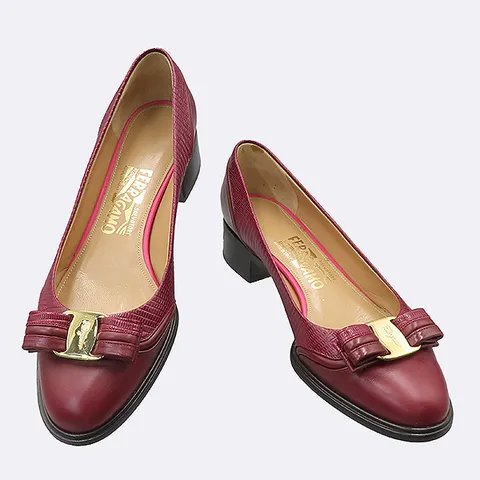 [중고]페라가모 0644587 FEDINA(페디나) 버건디 컬러 레더 여성용 구두 K8375FE +할인쿠폰