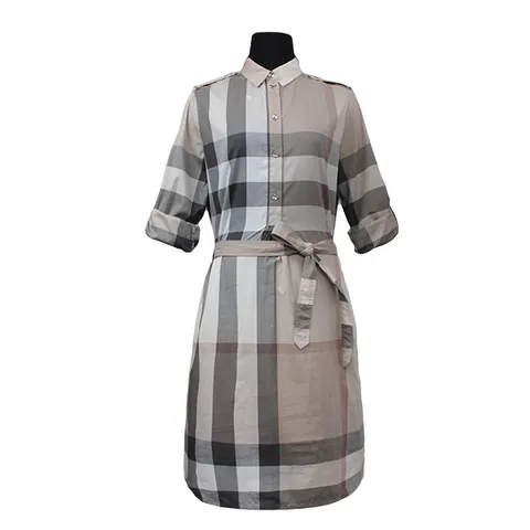 [버버리] 켈시 체크 코튼 원피스 (페일스톤)