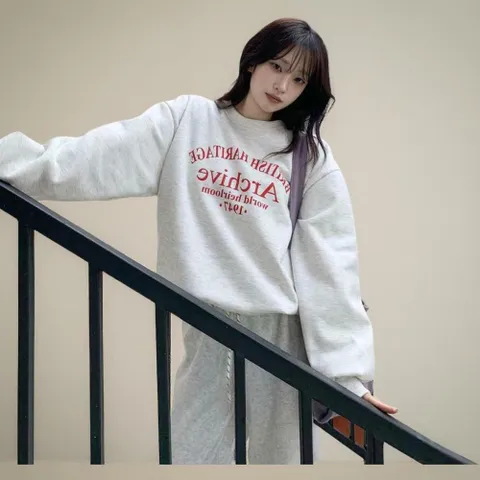 |KHT9D60|여성용 레터링 라운드넥 맨투맨 티셔츠 - 봄 가을 겨울용 +할인쿠폰