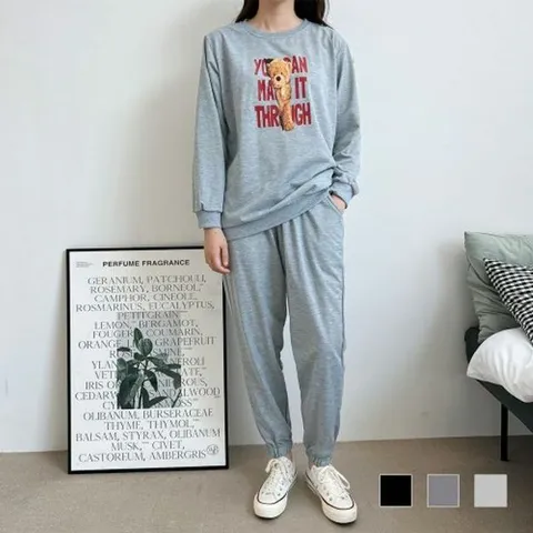 트레이닝복 츄리닝 세트 팬츠 운동복 베어 맨투맨 티 조거 여성