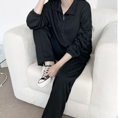 트레이닝복 츄리닝 세트 팬츠 운동복 트레이닝 와이드 집업 오버핏 여성