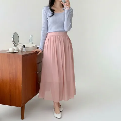 |KHTA5F1|여성 슬림핏 배색 골지 티셔츠 스퀘어넥 데일리용 +할인쿠폰