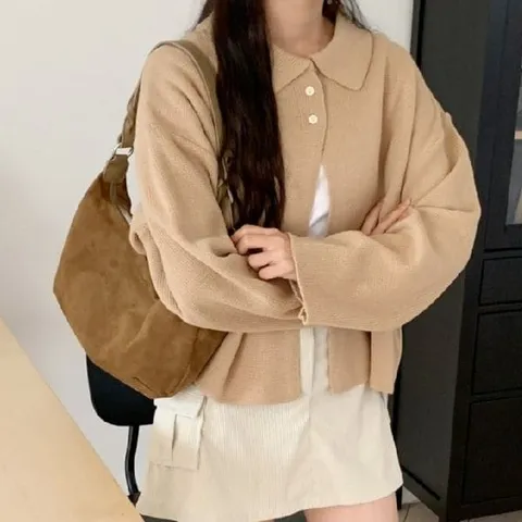[하프클럽/다잇템]여자 오픈 나들이 카라 환절기 단추 가디건