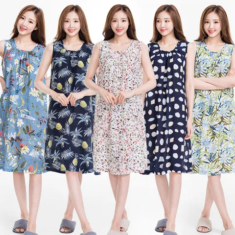[이라인] 블루밍 인견 민소매원피스 (∼2XL) 빅사이즈 [잠옷/파자마]