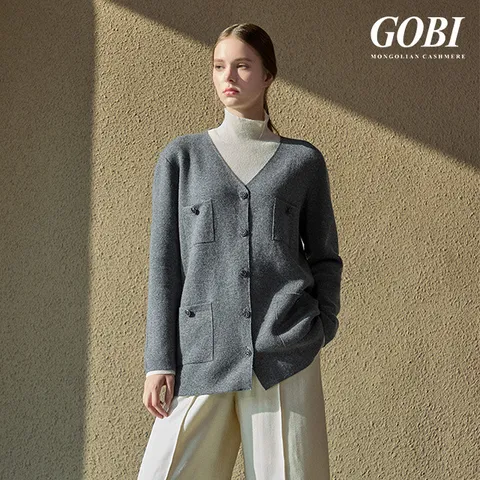 [런칭가 599000원]고비(GOBI) 캐시미어 100 노카라 하프자켓