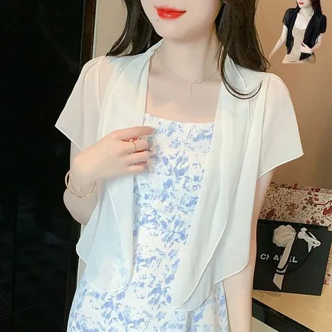 [하프클럽/다잇템]여성 시폰 원피스코트 SS 반소매 카디건 캐주얼