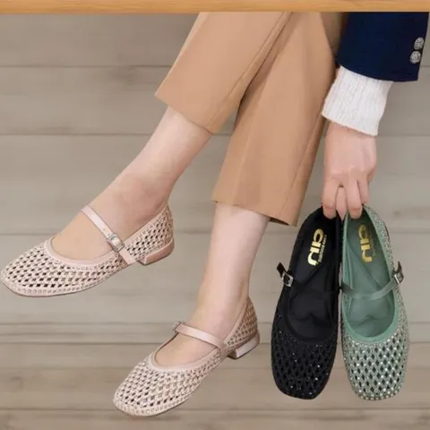 아트박스/신상오픈런 여성 여름 펀칭 비즈 트임 낮은굽 단화 +할인쿠폰