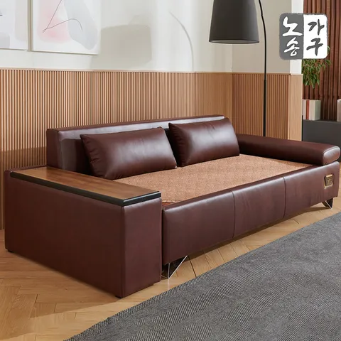 노송가구 스윙 고수련 천연면피 황토볼 흙쇼파 3인+테이블 카우치 온열소파