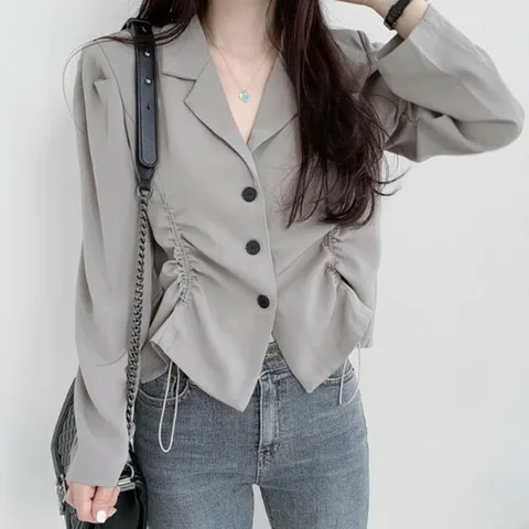 [하프클럽/옷자락]여자 겨울 모던 단추 셔링조절 패션 자켓 블라우스