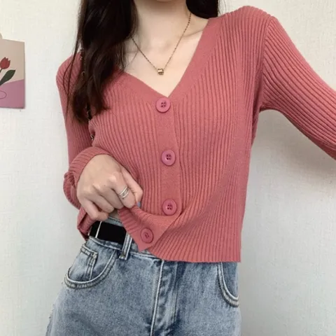 가디건 카디건 CD 아우터 단추 여성 브이넥 골지 슬림핏 +할인쿠폰