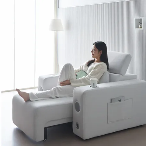 알렉스 전동 슬라이딩 확장형 1인 모션쇼파 아쿠아스웨이드텍스 E0등급자재