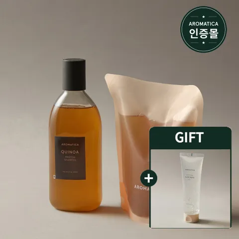 [알로에수딩젤180ml 증정] 아로마티카 퀴노아 프로틴 샴푸 400ml+리필500ml
