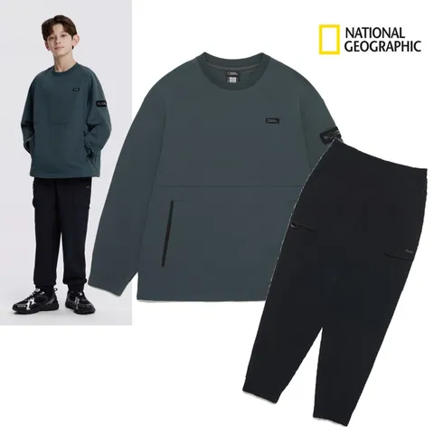 [현대백화점] 내셔널지오그래픽키즈 K253USW210 /UPT210 남여공용 우븐 맨투맨 바지 트레이닝세트 170 딜